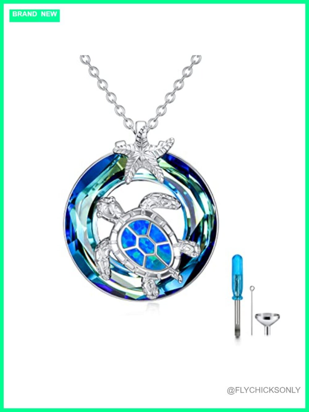 S925 Sterling Silver Turtle Urn Necklace Memorial Pendant for Women